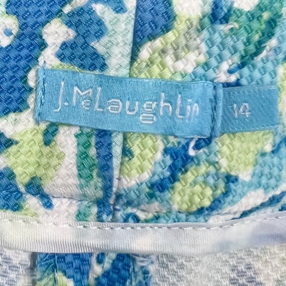 NWOT J. McLaughlin Portman Slim Fit Cropped Pants Blue Green Paisley Size 14 - Picture 5 of 7